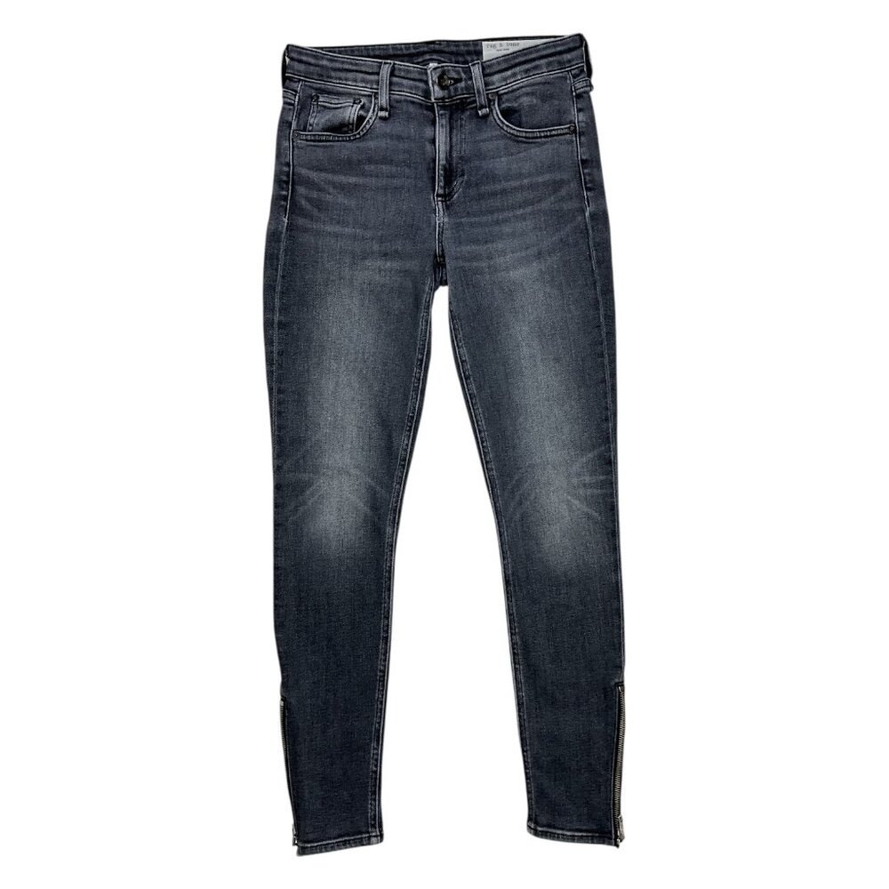 Rag and Bone Cate Mid Rise Ankle Skinny Jean 25 Gray Abbey Road